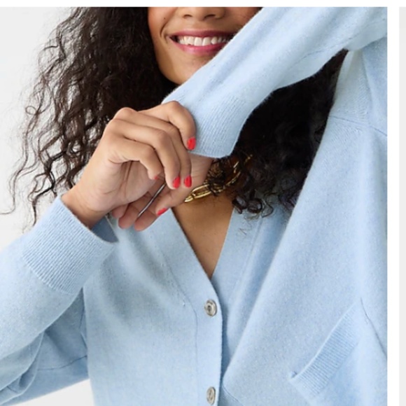 J. Crew Sweaters - NWT J.Crew Front-Pocket Cardigan Sweater powder blue boyfriend basic oversize XS